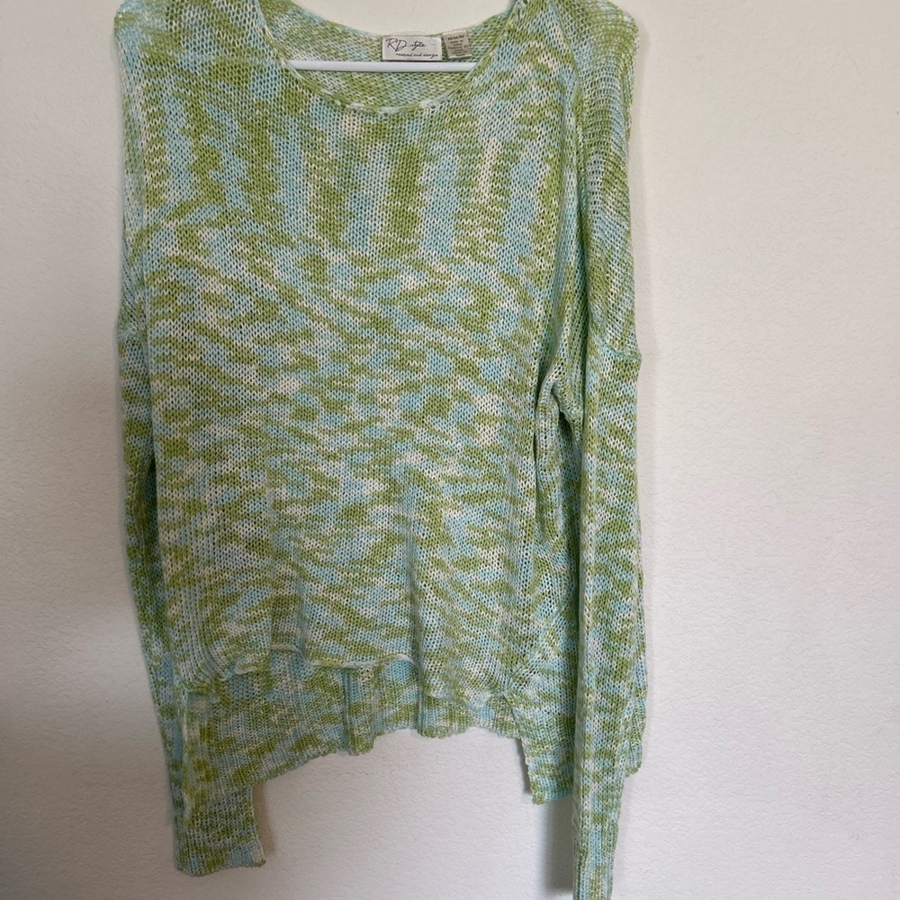 RD Style Colorful Open Knit Crewneck
Sweater green/blue/white Medium
